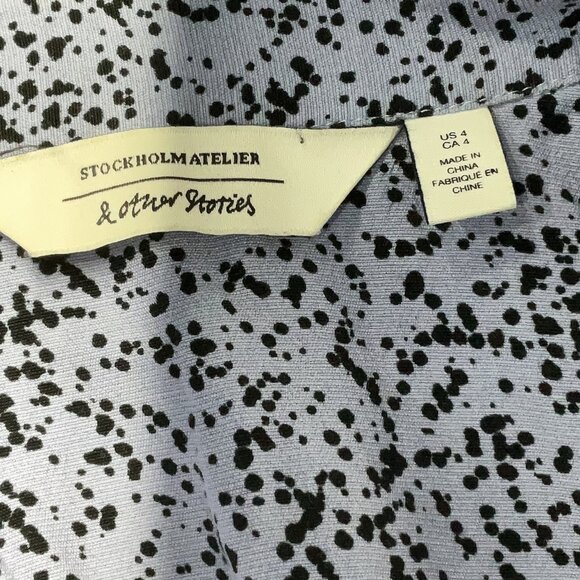 & Other Stories Women's Mini Dress US 4 Purple 100% Viscose Smocked Skirt Collar - Picture 5 of 5